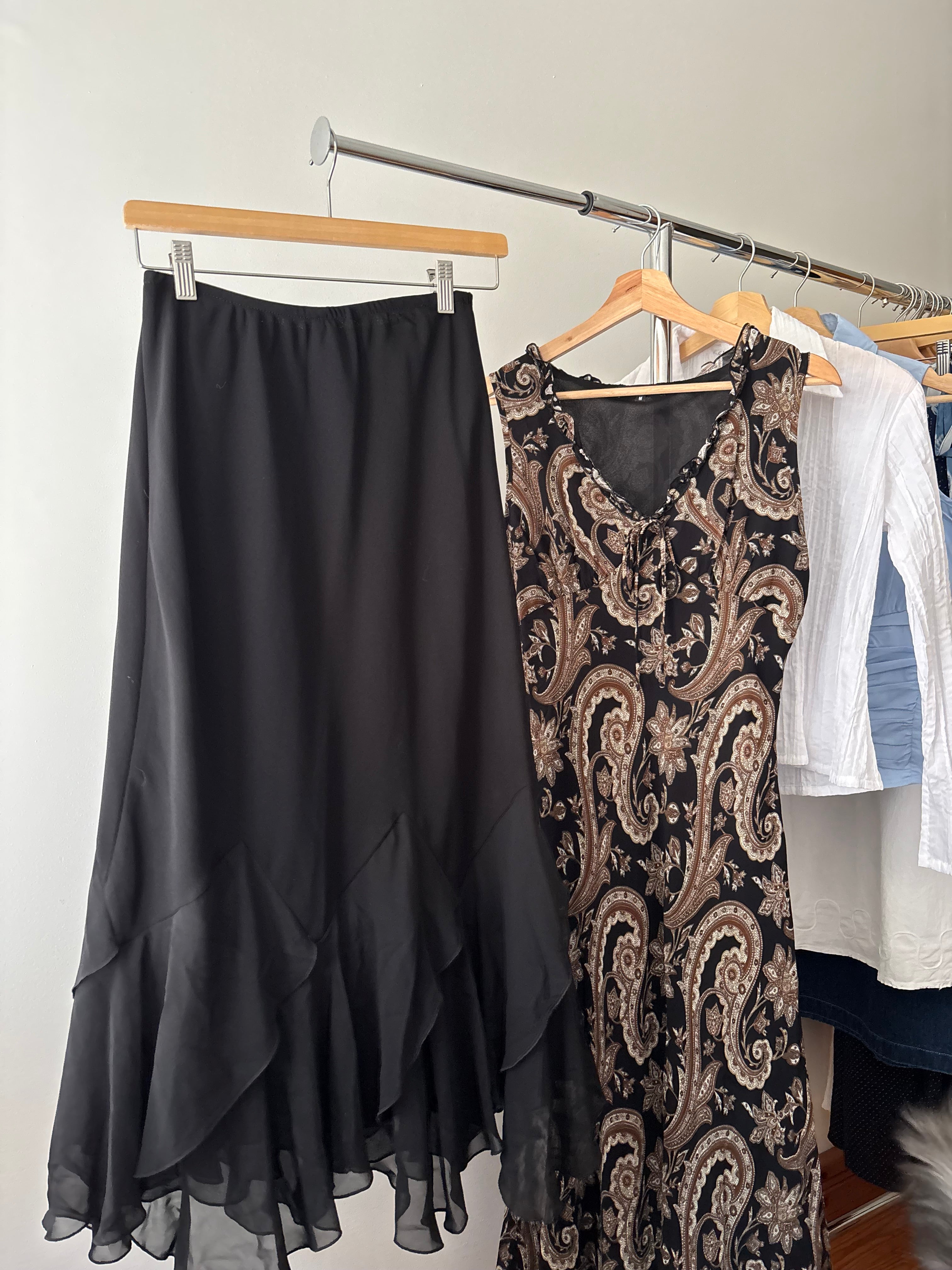 1990s Black Asymmetrical Skirt | size 25-32"