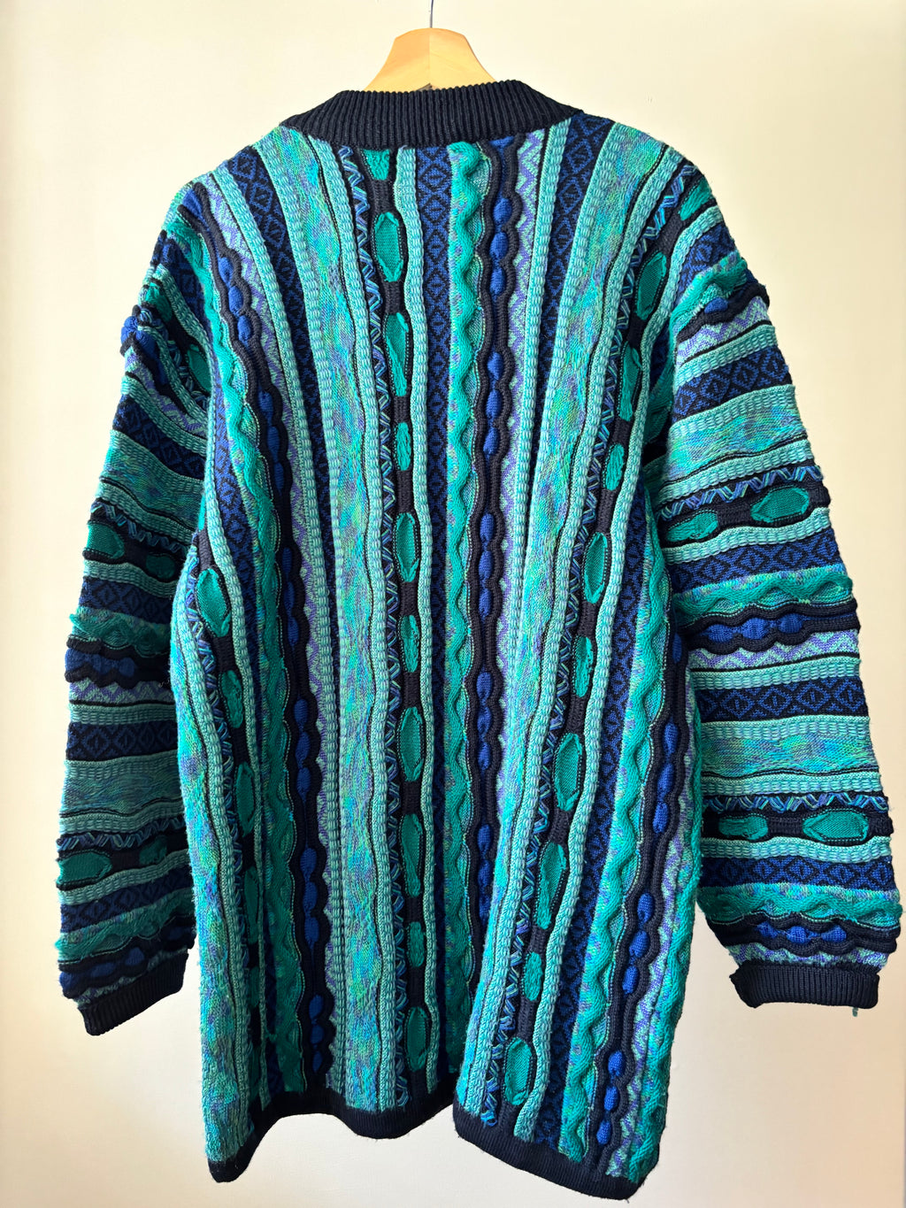 1990s Ireland Wool Cardigan | Vintage Textured Patterned Sweater