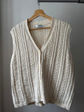 Heavy Cotton & Ramie Cream Vest | Y2K Boxy Sweater Vest