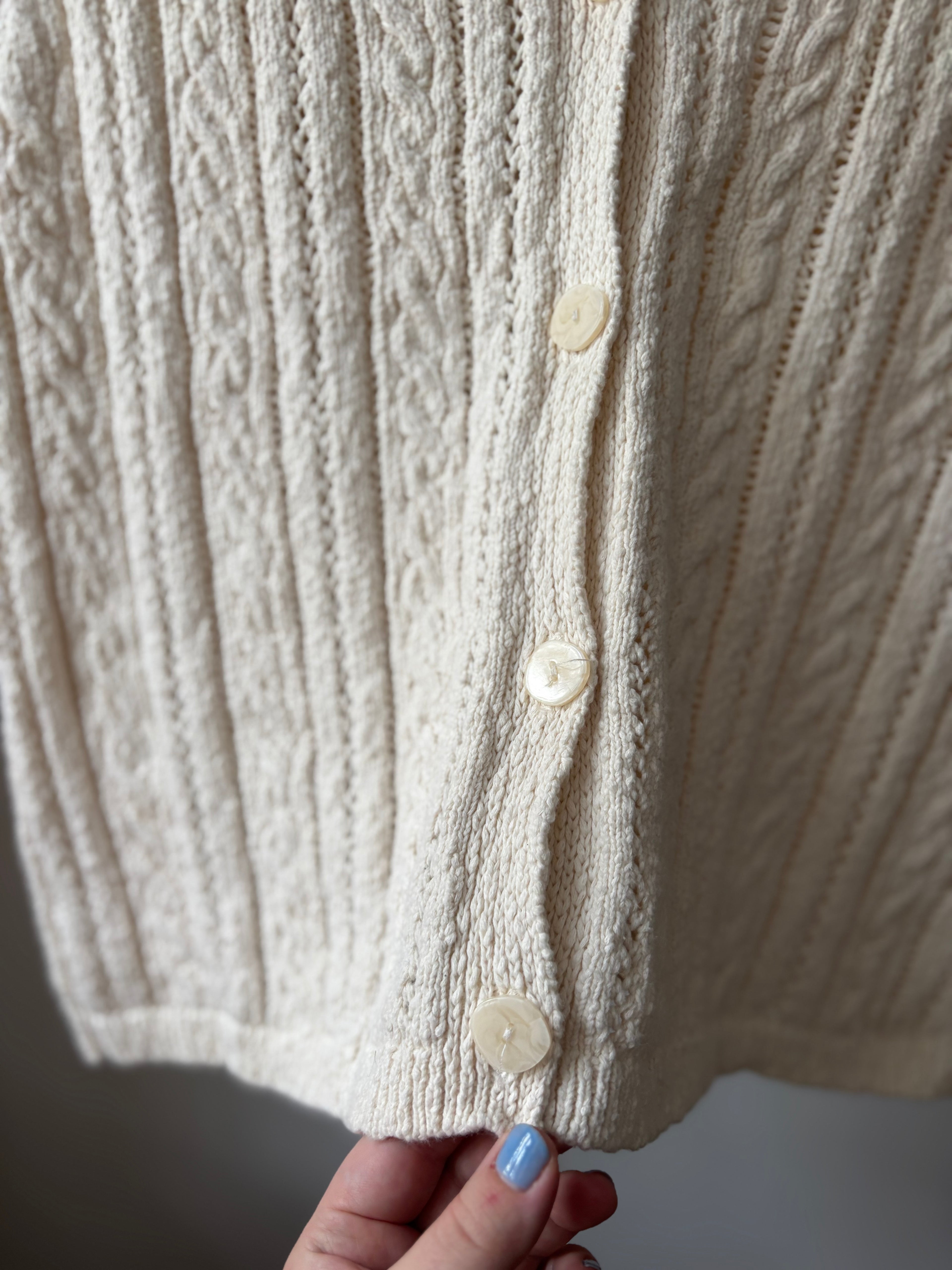 Heavy Cotton & Ramie Cream Vest | Y2K Boxy Sweater Vest