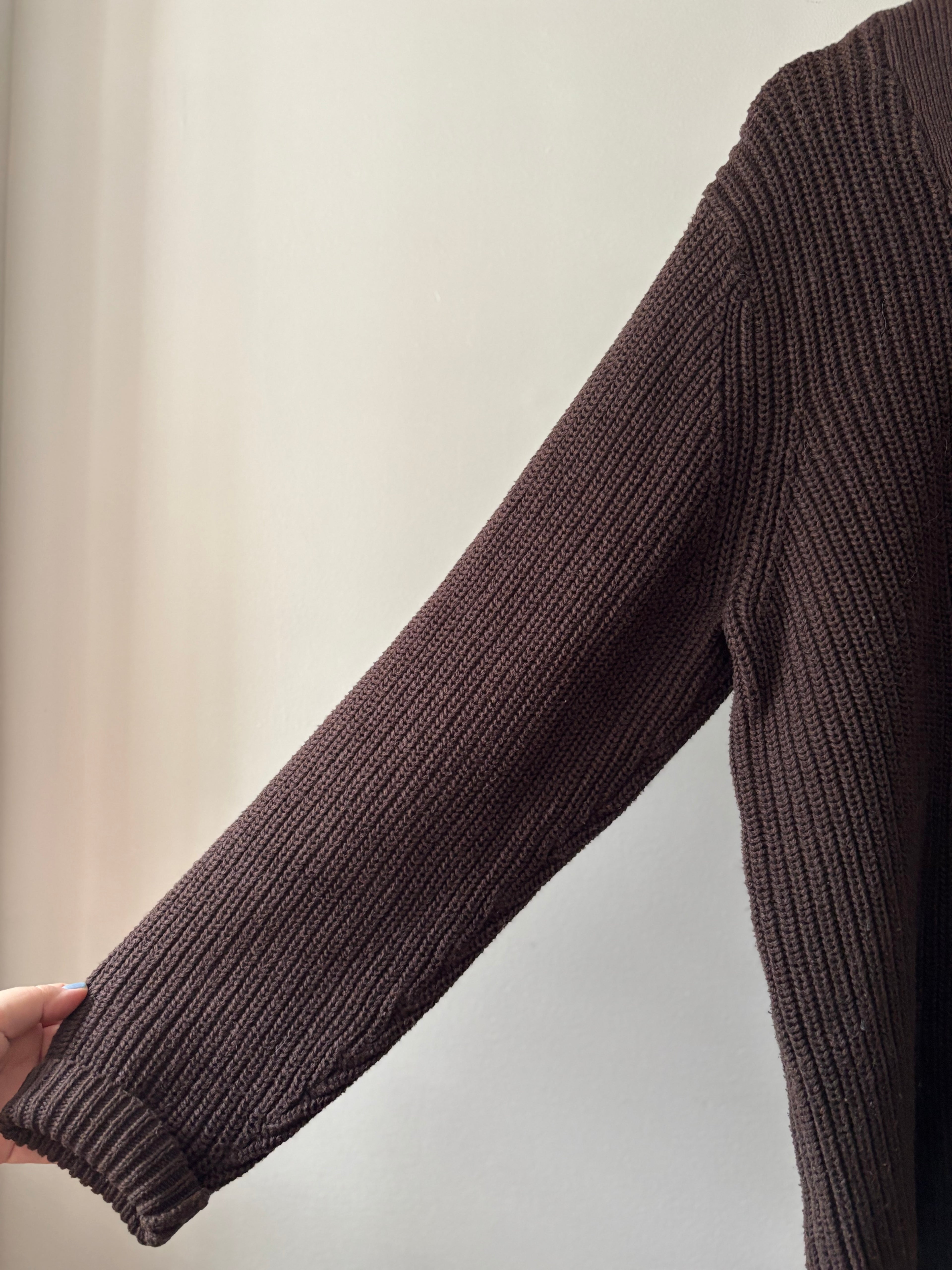 Y2K Brown Heavy Cotton Henley | Essential Oversized Knit