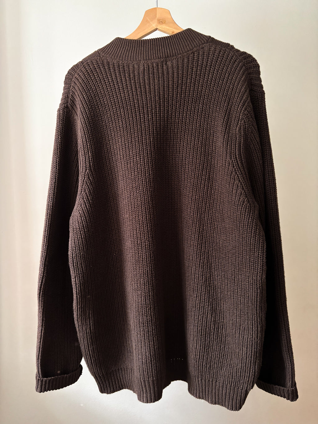 Y2K Brown Heavy Cotton Henley | Essential Oversized Knit