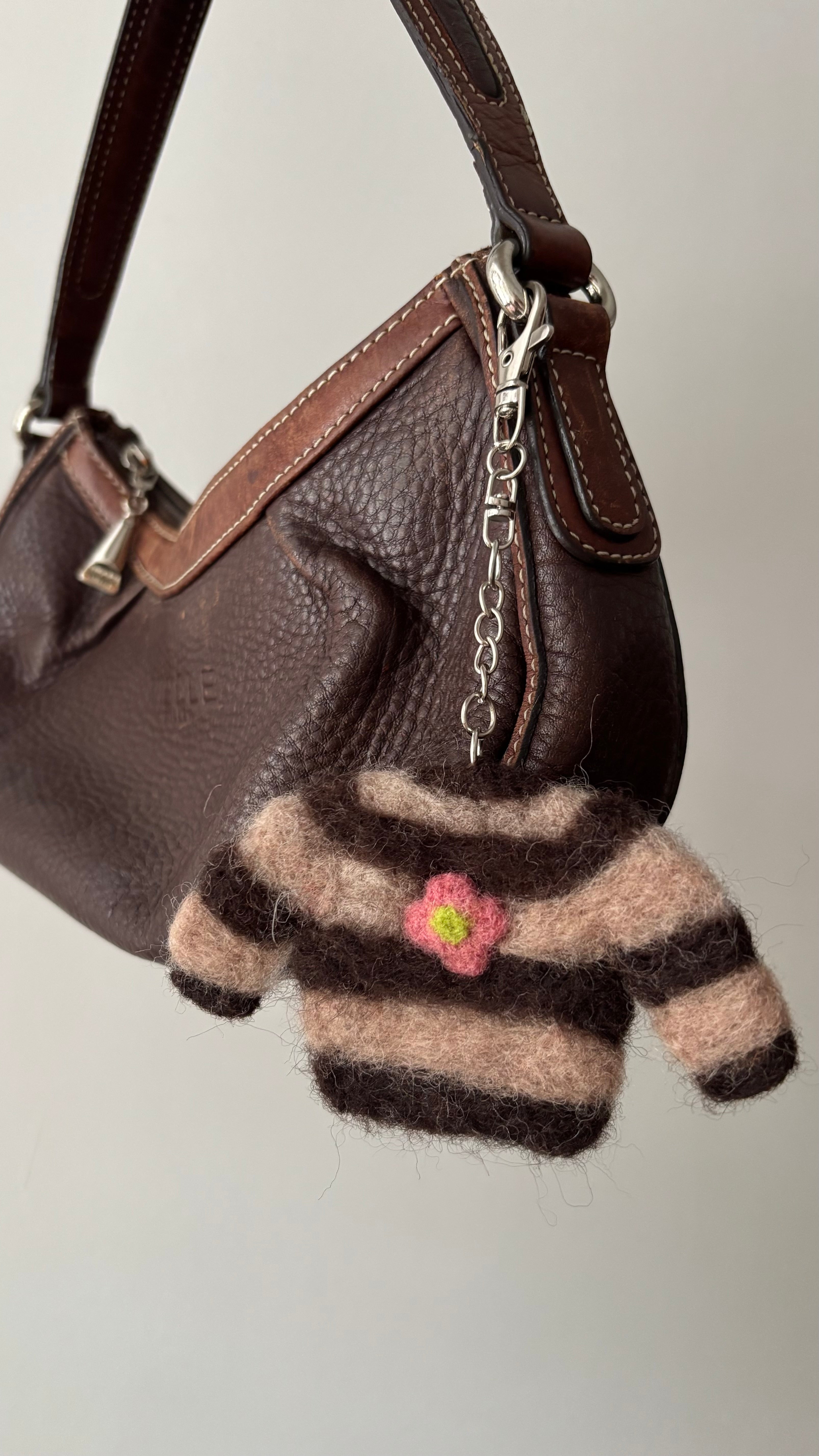 Felted Wool Flower Sweater Bag Charm