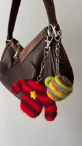 Felted Wool Red Striped Sweater Bag Charm
