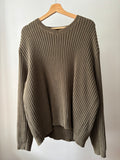 Y2K Heavy Cotton Olive Green Ribbed Sweater