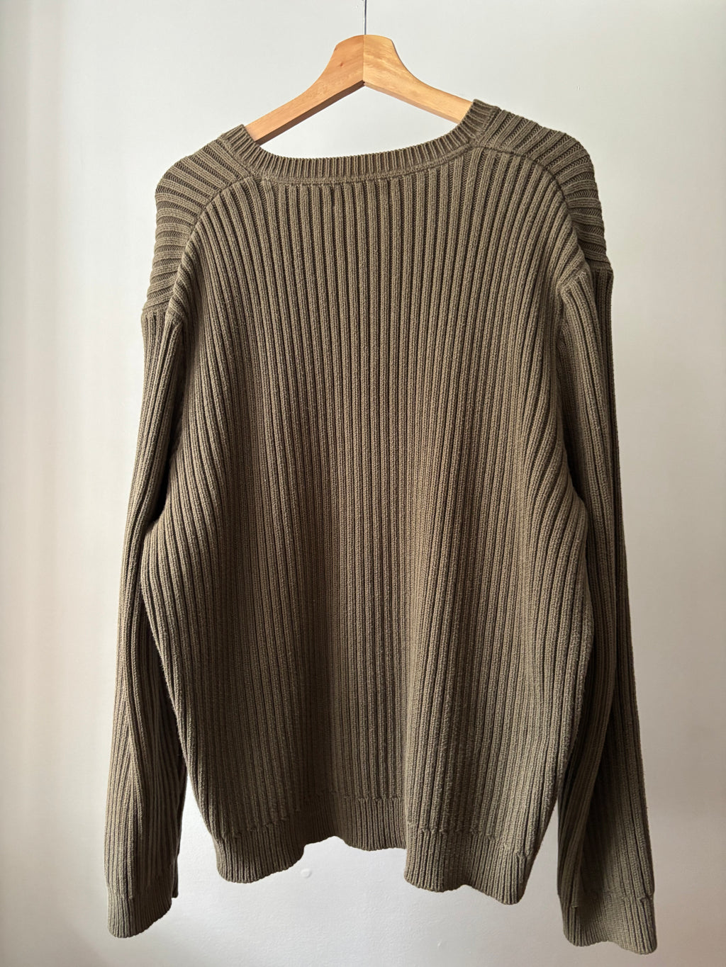 Y2K Heavy Cotton Olive Green Ribbed Sweater