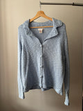 Y2K Soft Blue Speckled Cotton Cardigan | Vintage Collared Sweater