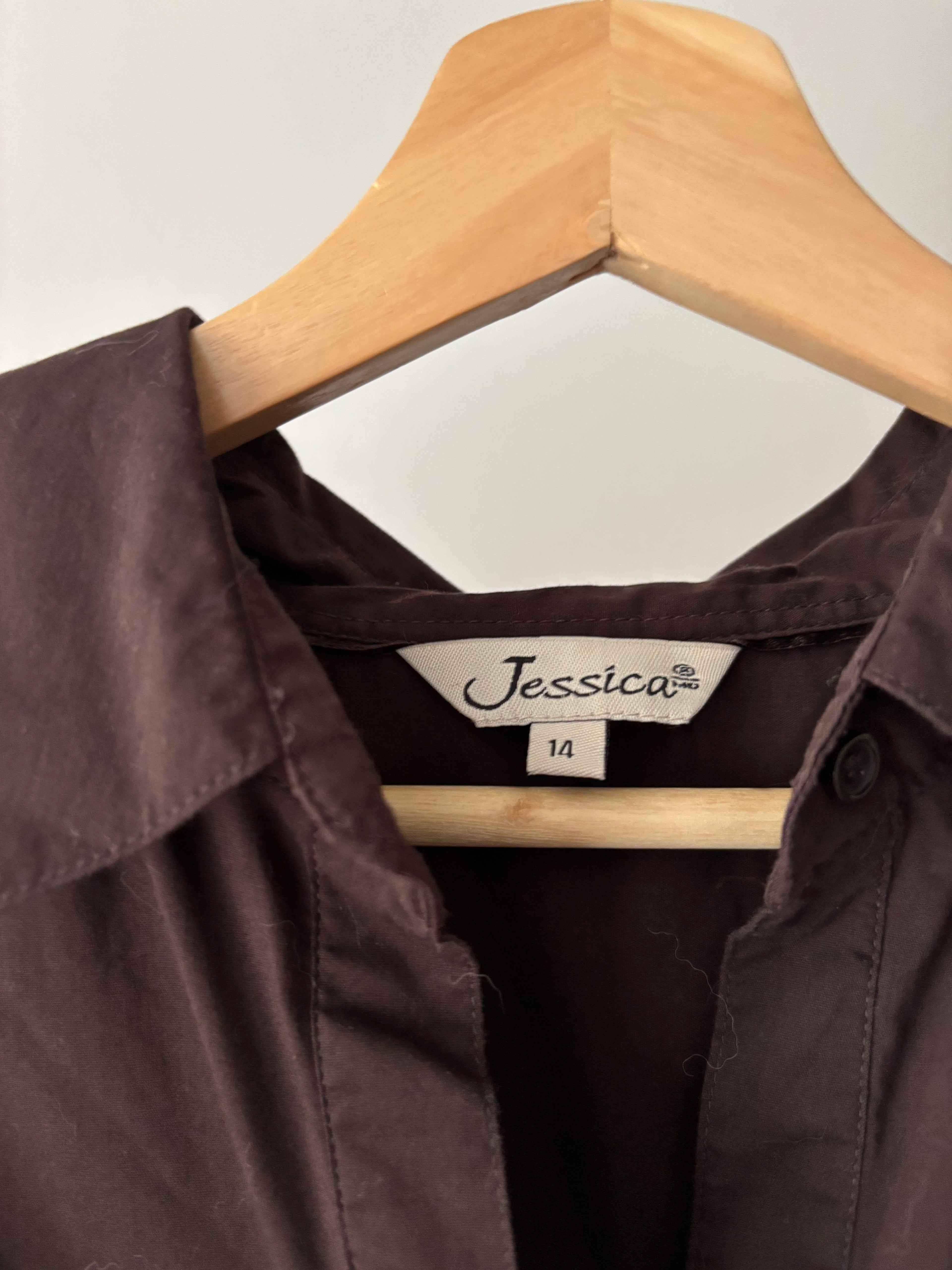 Y2K Brown Scrunchy Cotton Blouse | Vintage Cinching Blouse