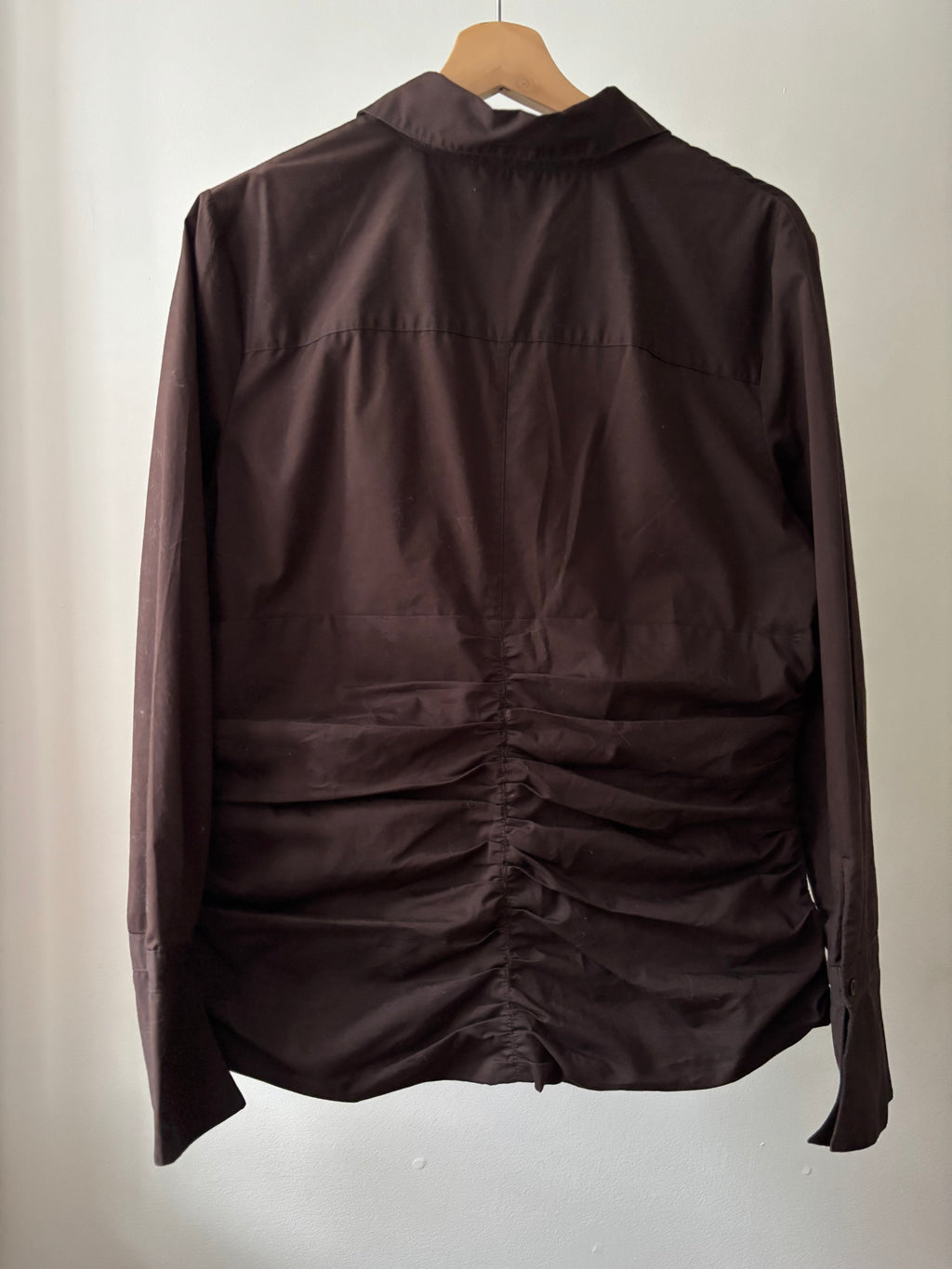 Y2K Brown Scrunchy Cotton Blouse | Vintage Cinching Blouse
