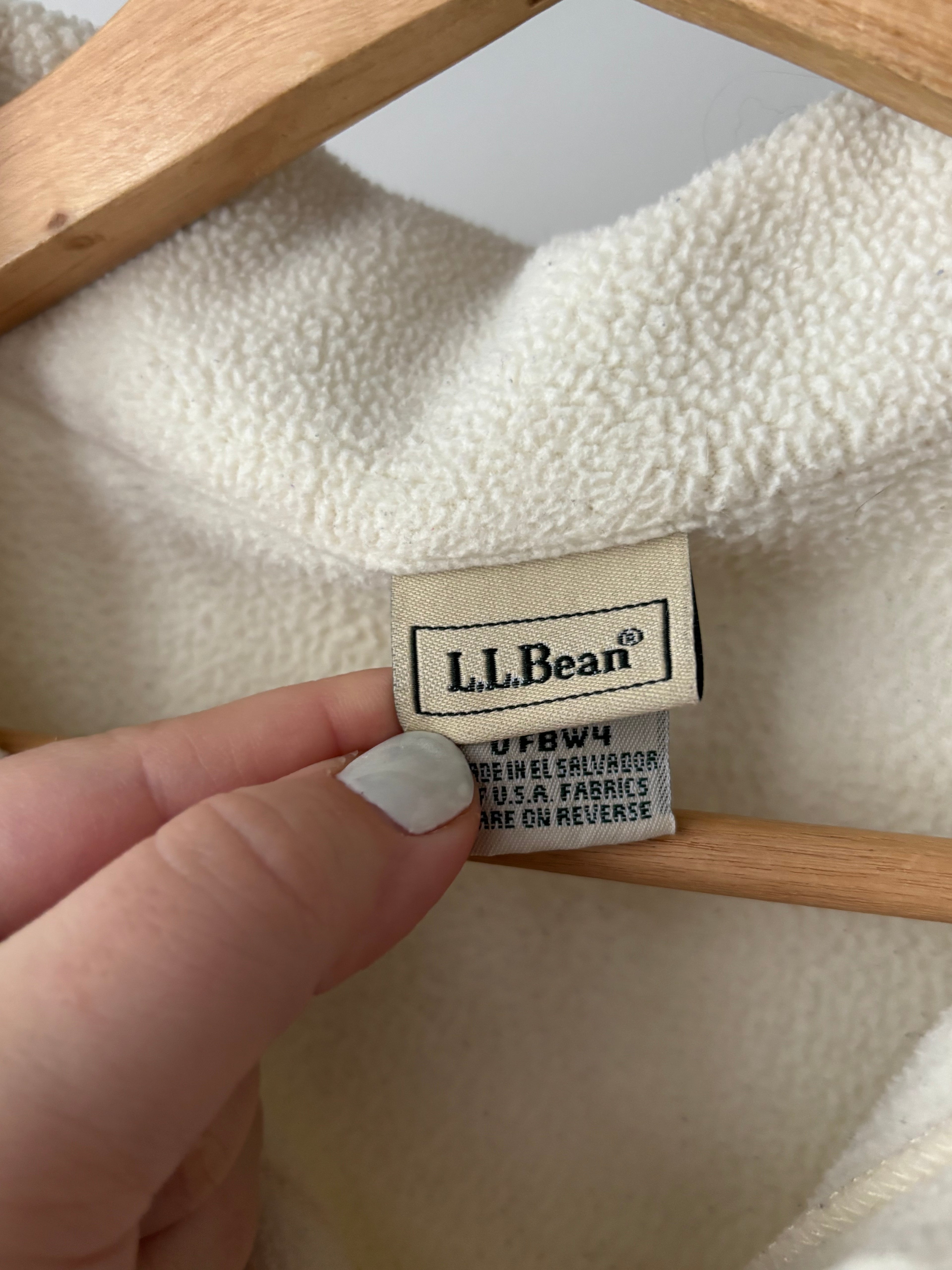 1990s Cream Boxy L.L. Bean Fleece Button Up