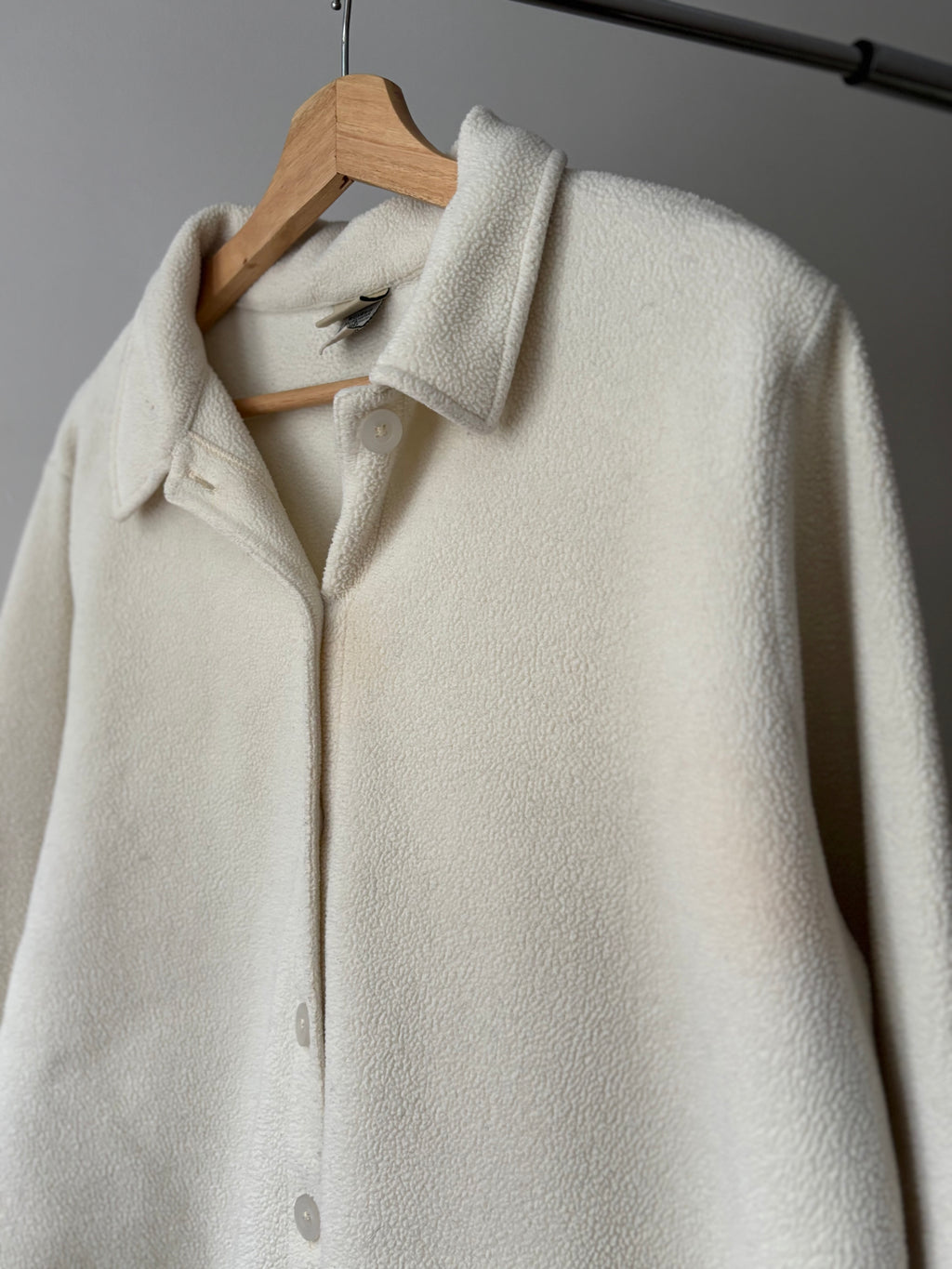 1990s Cream Boxy L.L. Bean Fleece Button Up