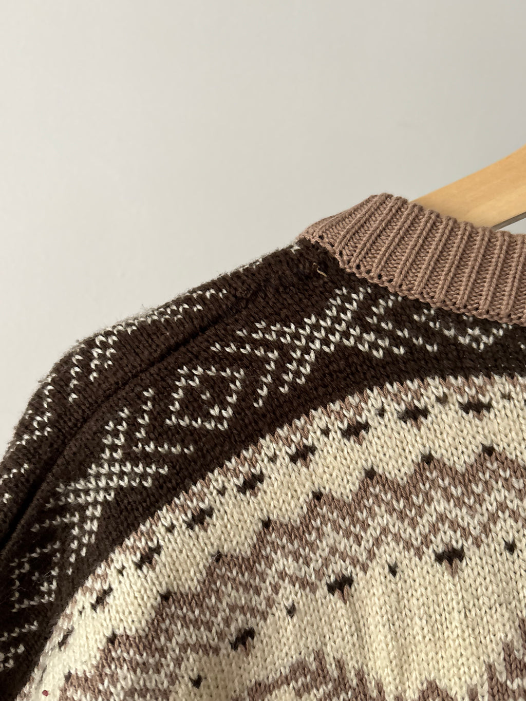 1990s Mocha Icelandic Patterned Cardigan