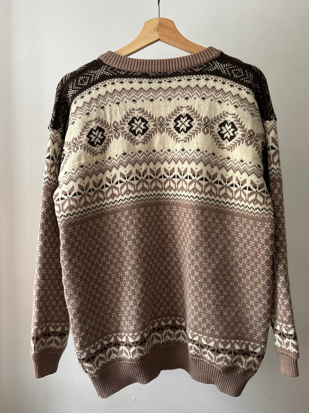 1990s Mocha Icelandic Patterned Cardigan