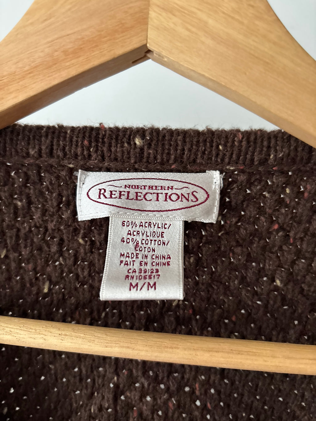 Y2K Embroidered Brown Speckled Half Open Cardigan