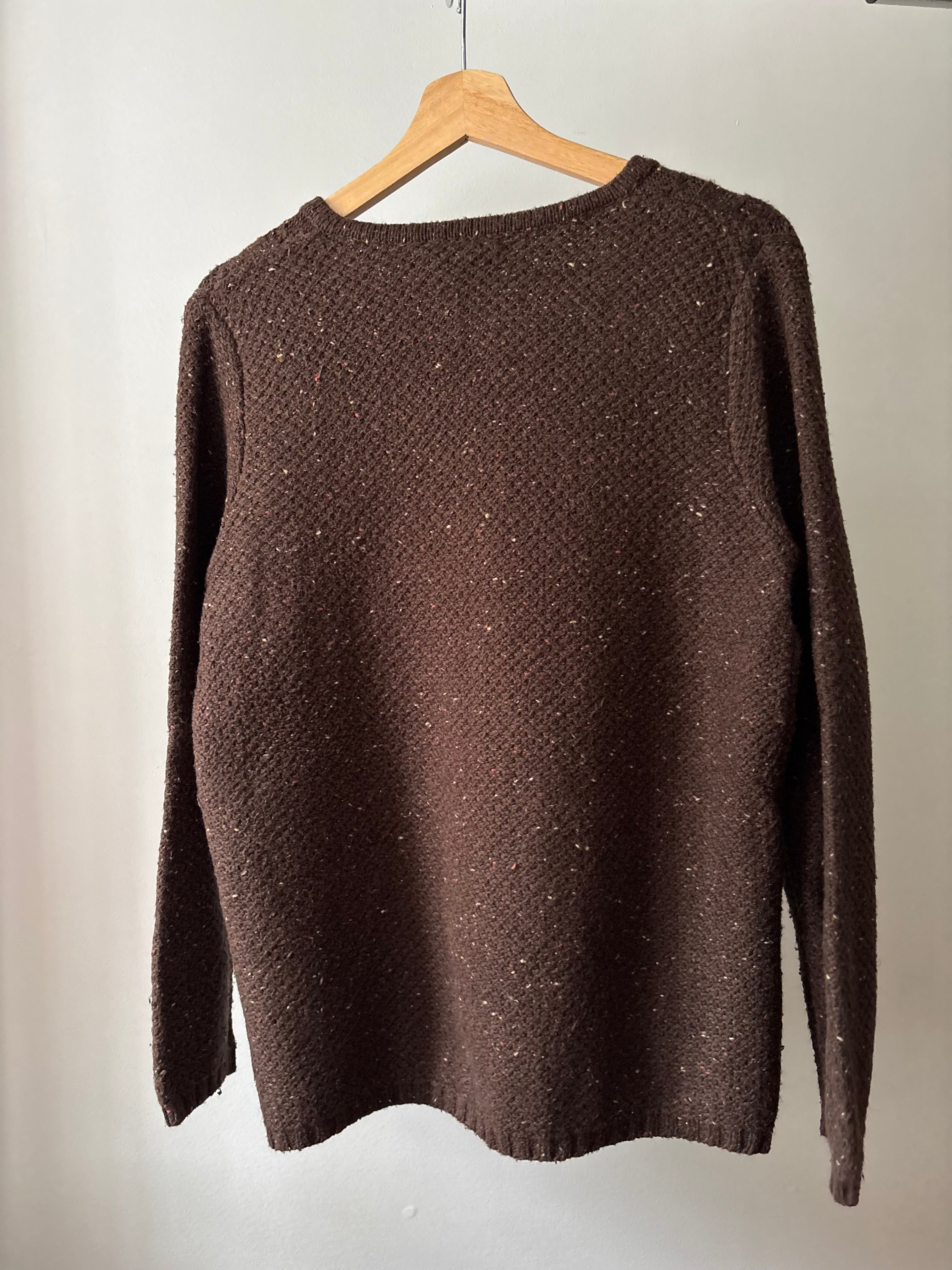 Y2K Embroidered Brown Speckled Half Open Cardigan