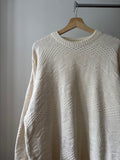 1990s White Patterned Cotton Sweater | Vintage Oversized Knit