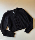 1990s Cropped Mohair Crewneck Cardigan | Vintage Fuzzy Wool Sweater