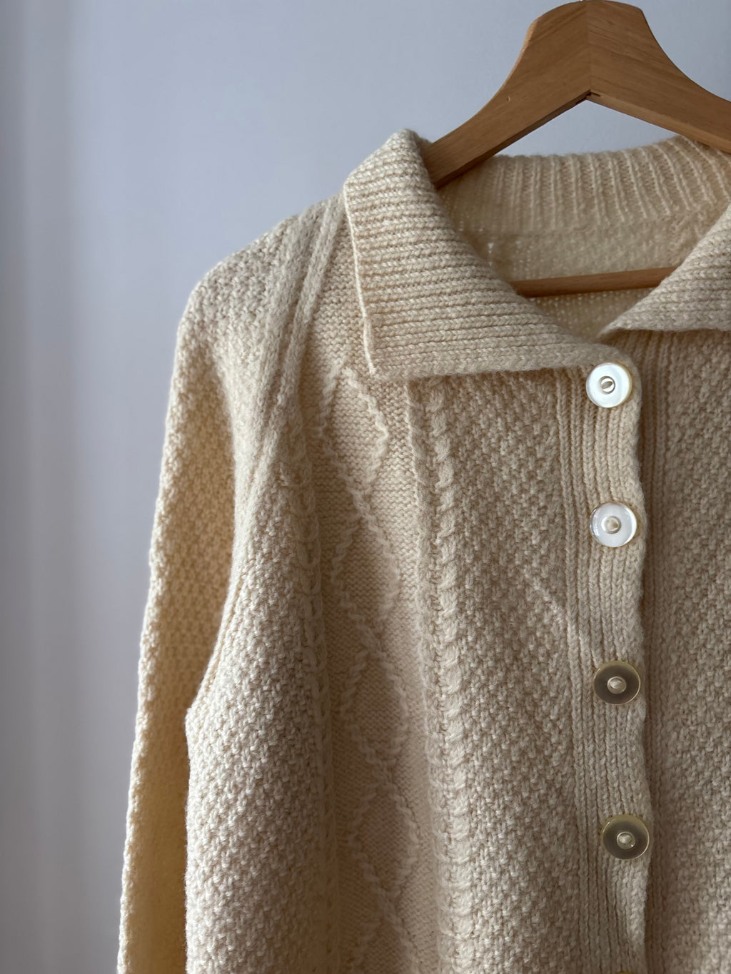 Vintage Handknit Boxy Pure Wool Cable knit Cardigan