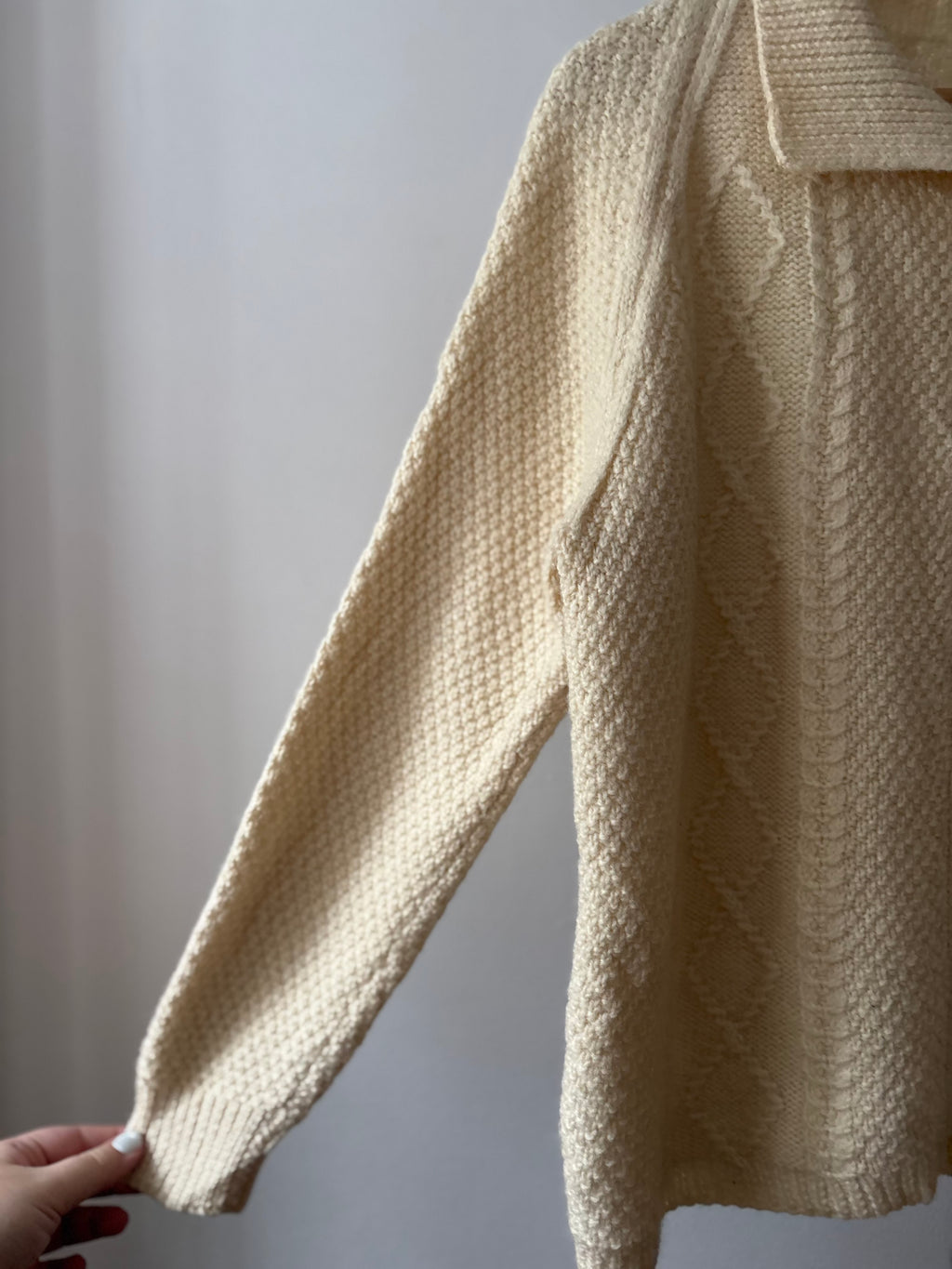 Vintage Handknit Boxy Pure Wool Cable knit Cardigan