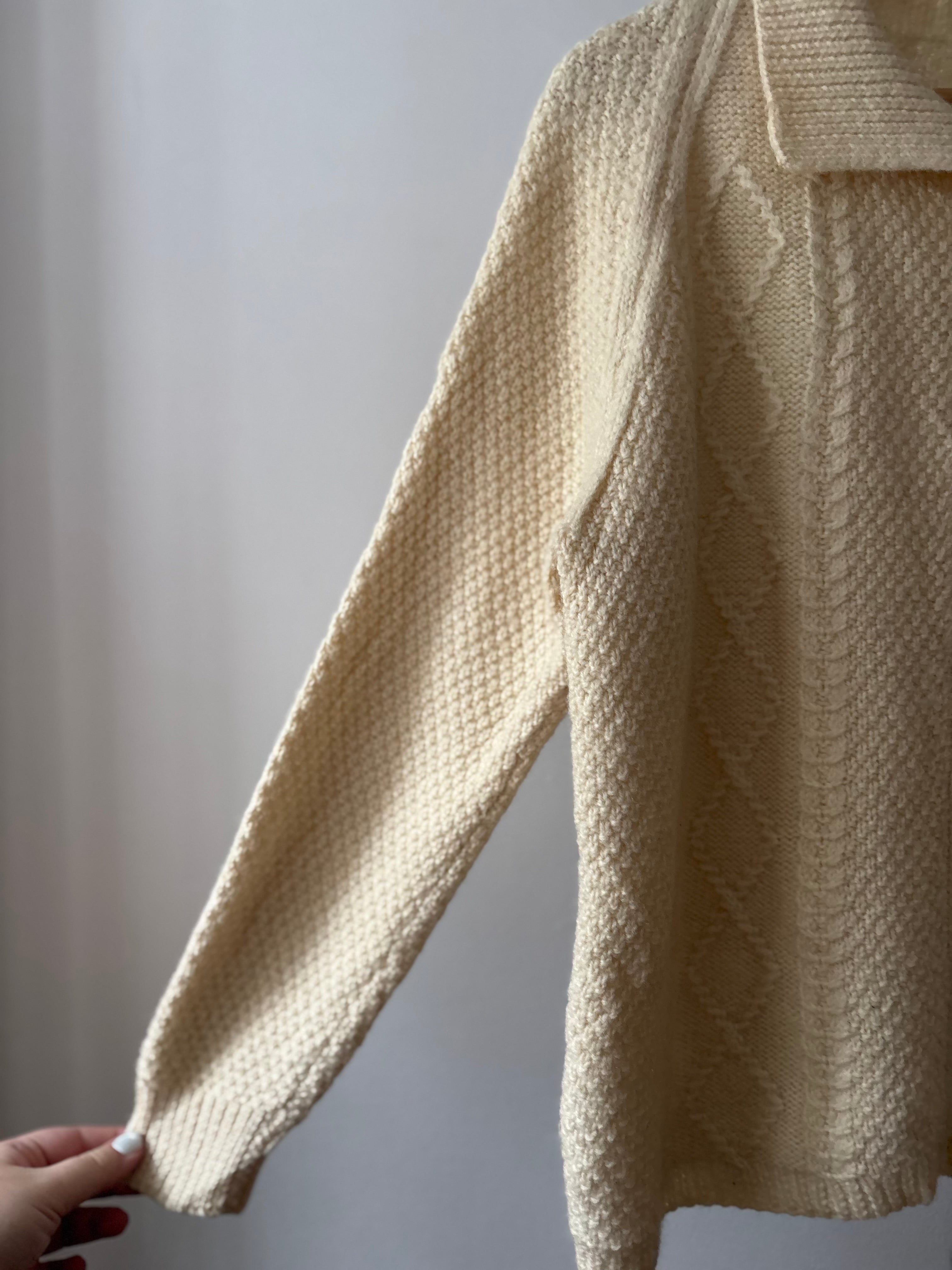 Vintage Handknit Boxy Pure Wool Cable knit Cardigan