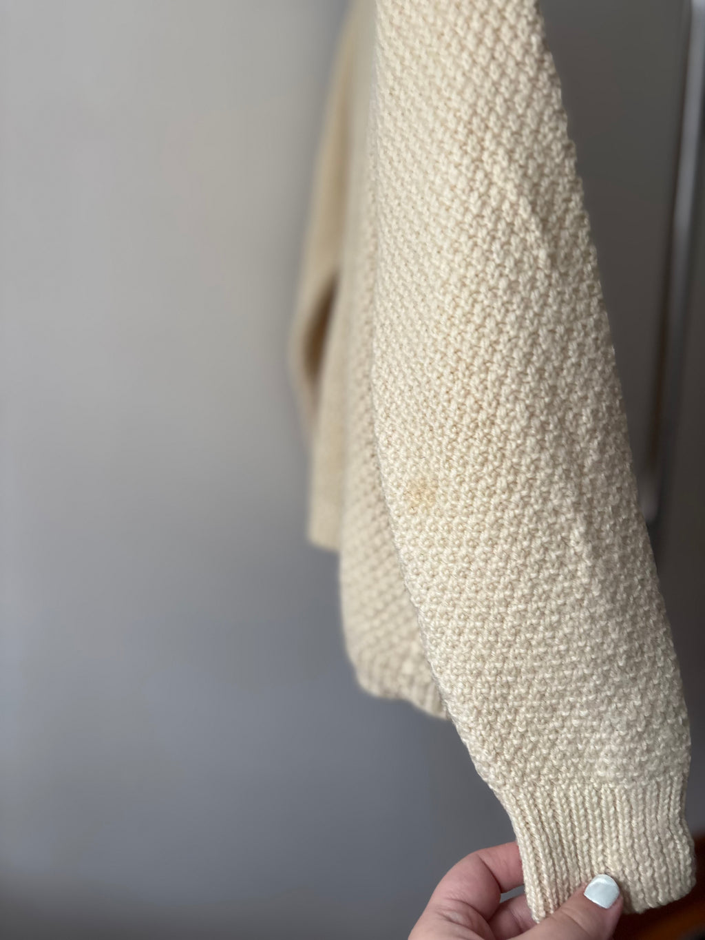 Vintage Handknit Boxy Pure Wool Cable knit Cardigan