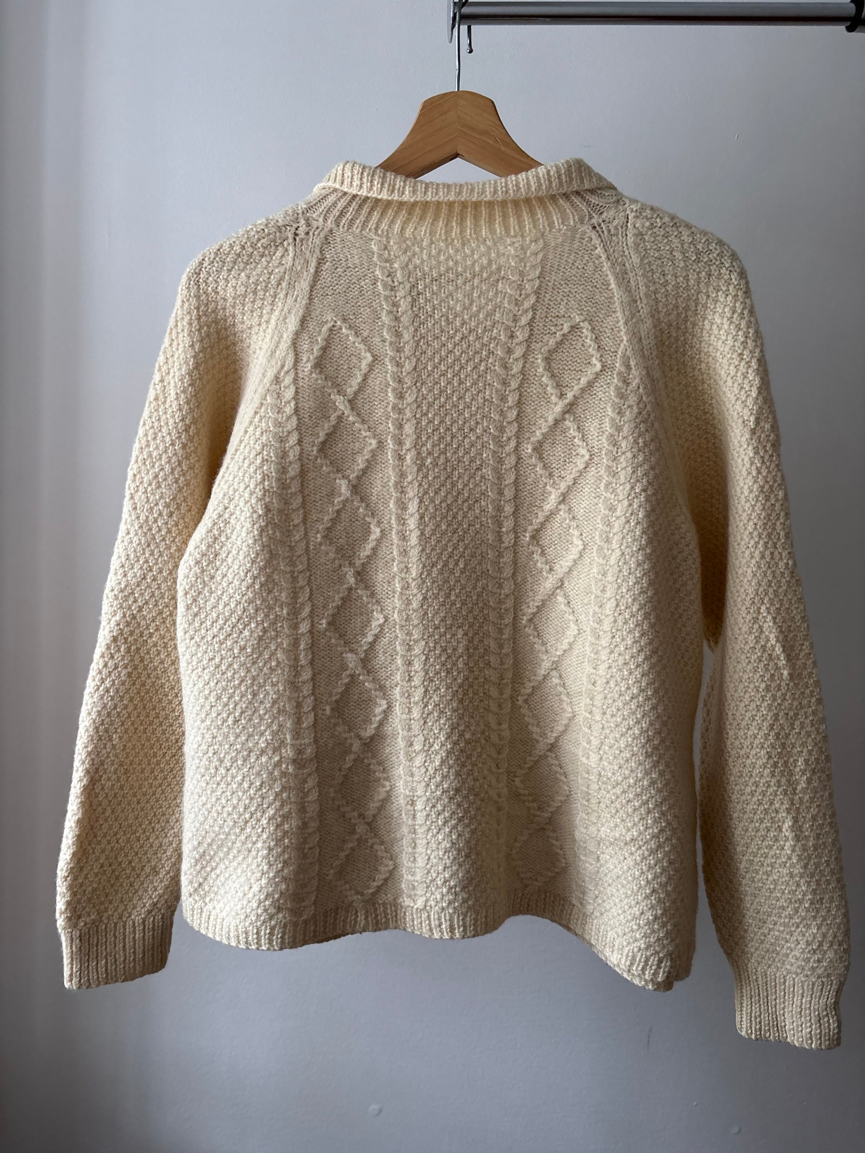 Vintage Handknit Boxy Pure Wool Cable knit Cardigan