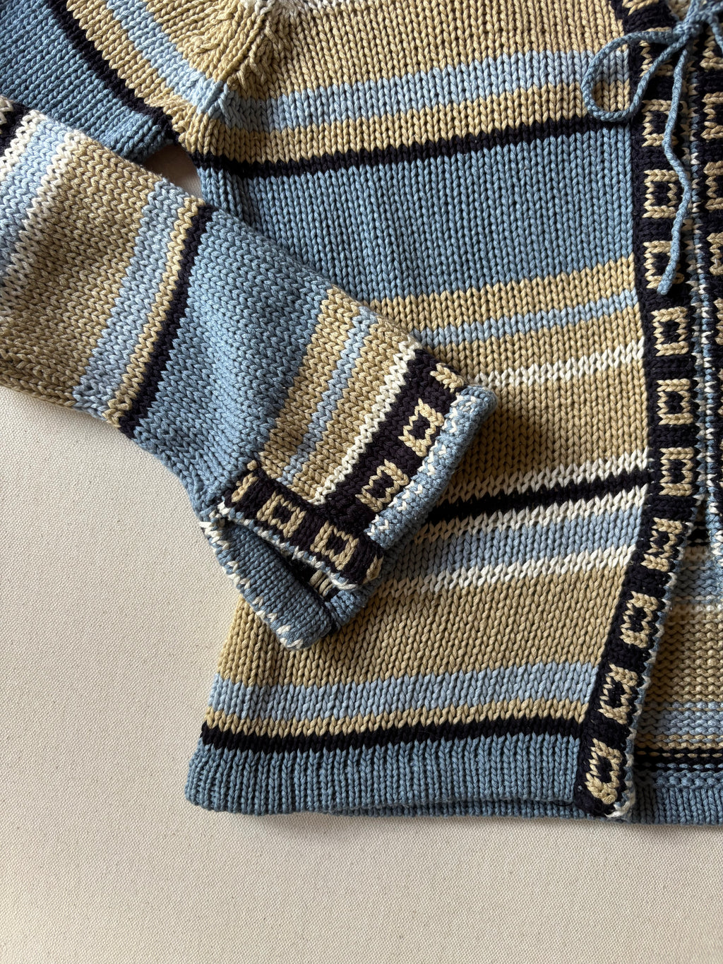 1990s Earth Tone Striped Knit with Cut Outs & Tie
