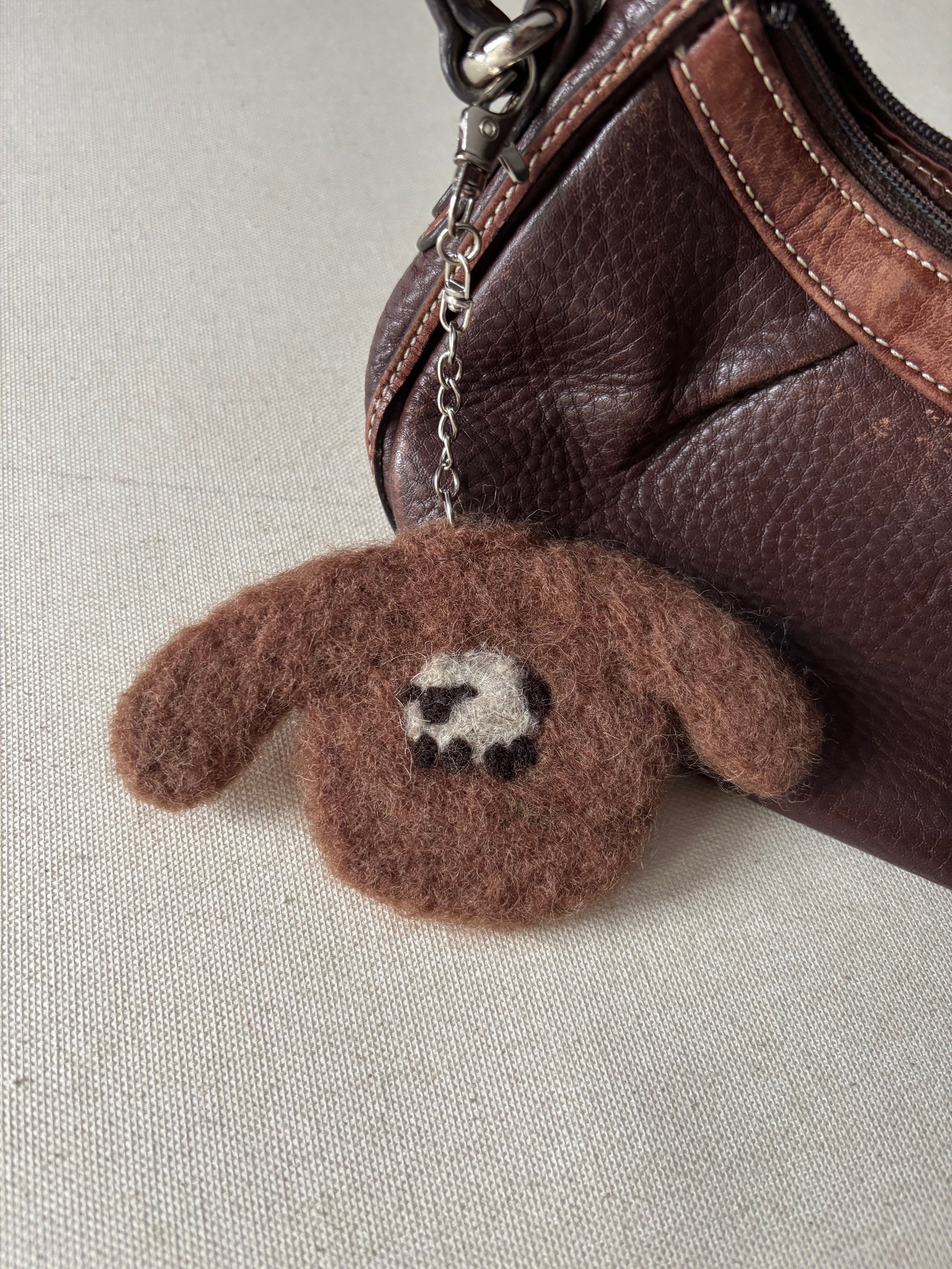 Felted Wool Brown Sheep Sweater Bag Charm