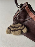 Felted Wool Neutral Wavy Striped Sweater Bag Charm