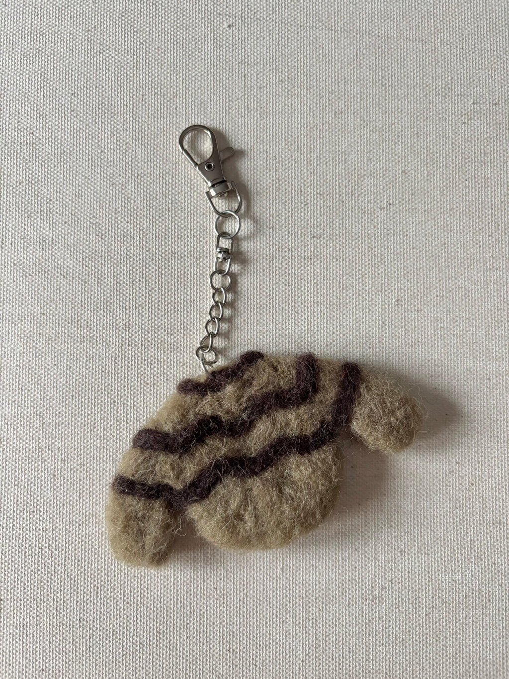 Felted Wool Neutral Wavy Striped Sweater Bag Charm