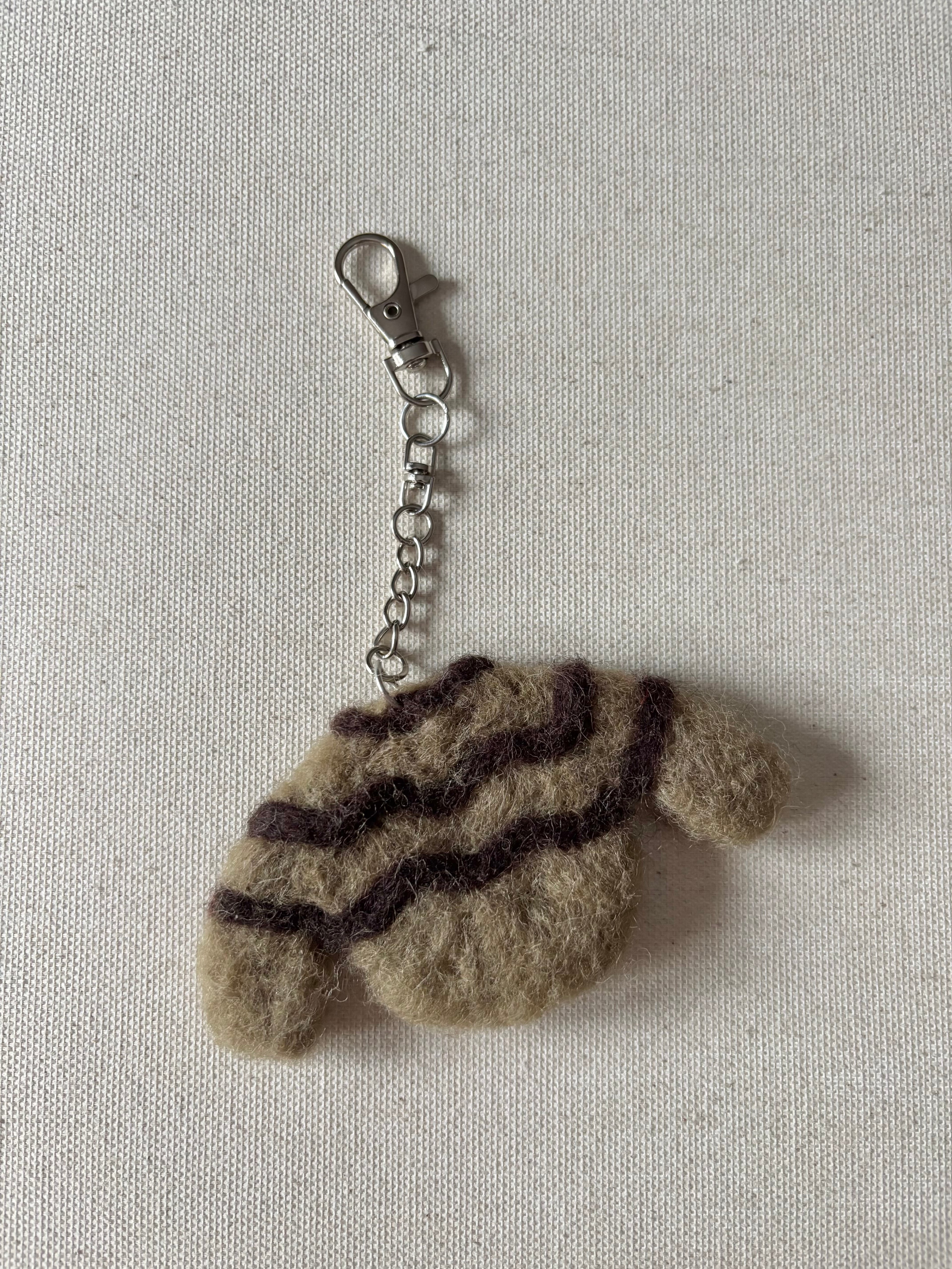 Felted Wool Neutral Wavy Striped Sweater Bag Charm