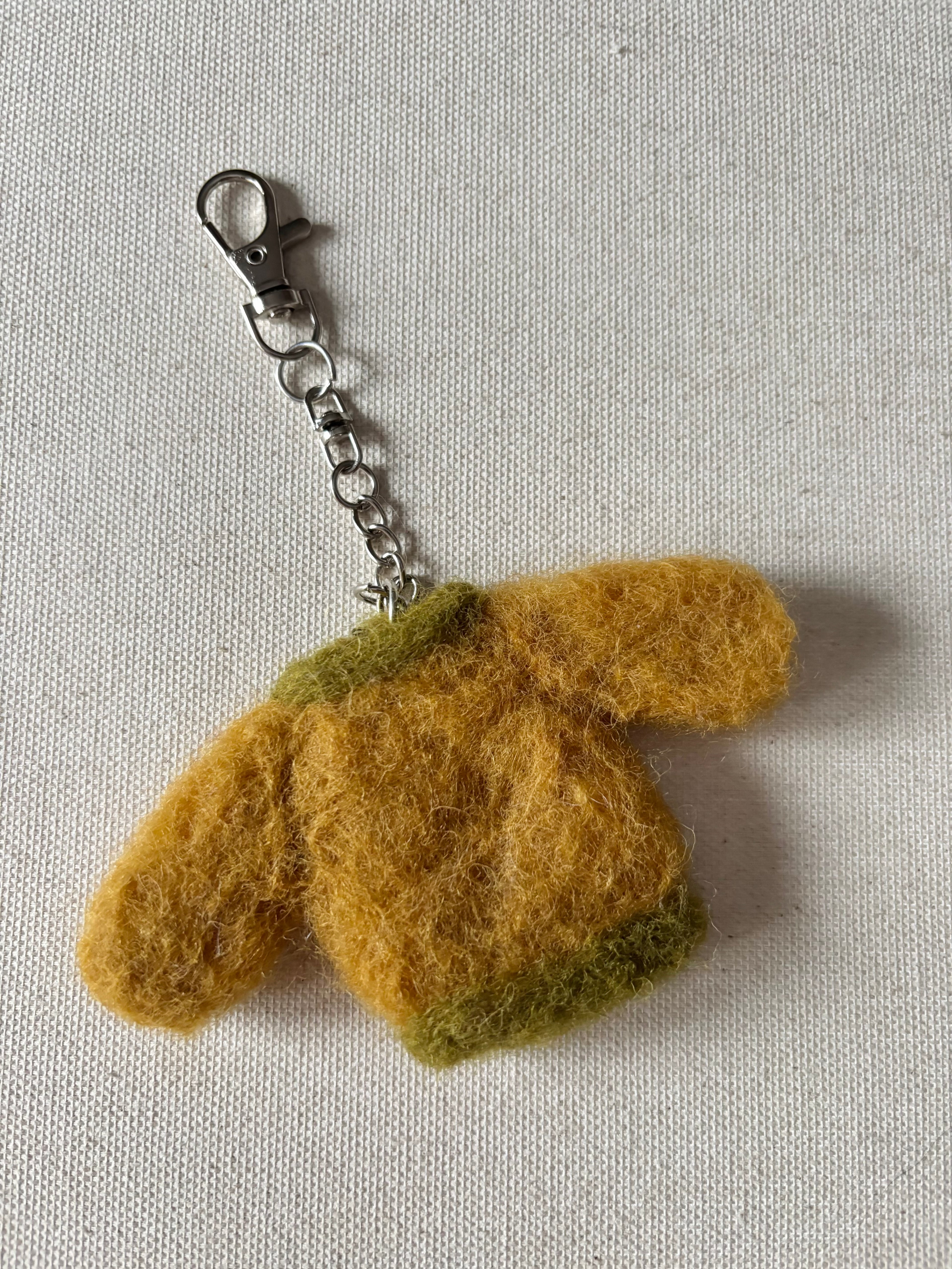Felted Wool Yellow Floral Sweater Bag Charm