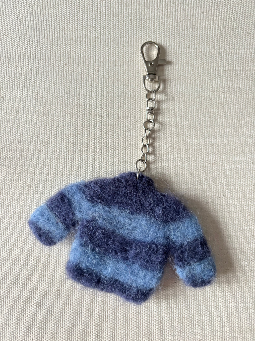 Felted Wool Blue Striped Sweater Bag Charm