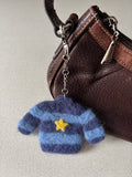 Felted Wool Blue Striped Sweater Bag Charm