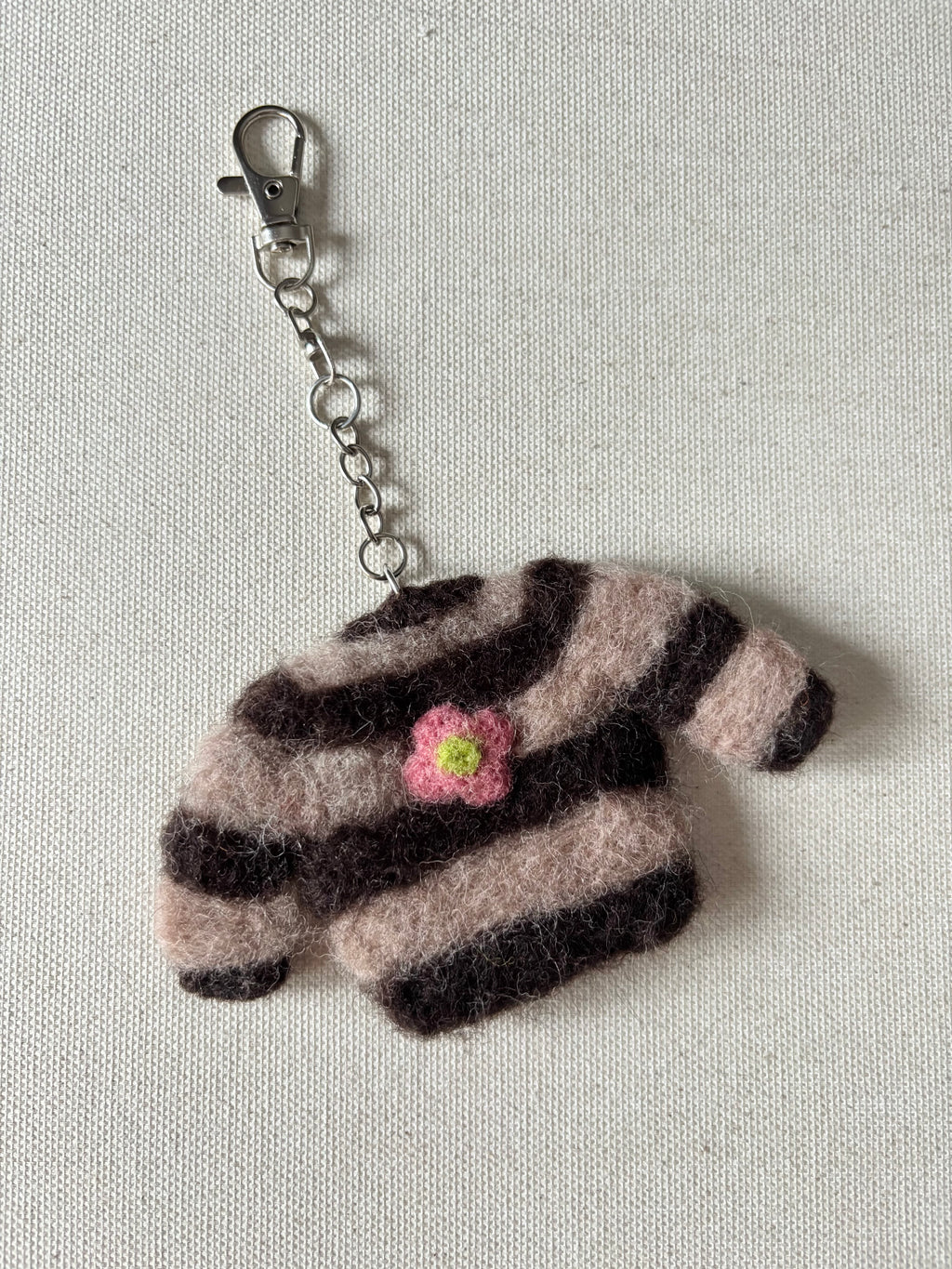 Felted Wool Flower Sweater Bag Charm