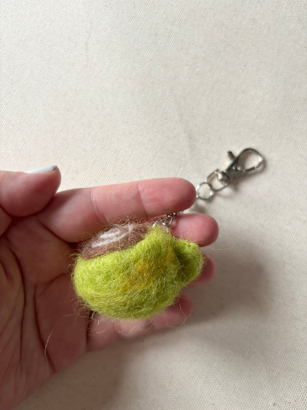 Felted Wool Green & Yellow Latté Bag Charm