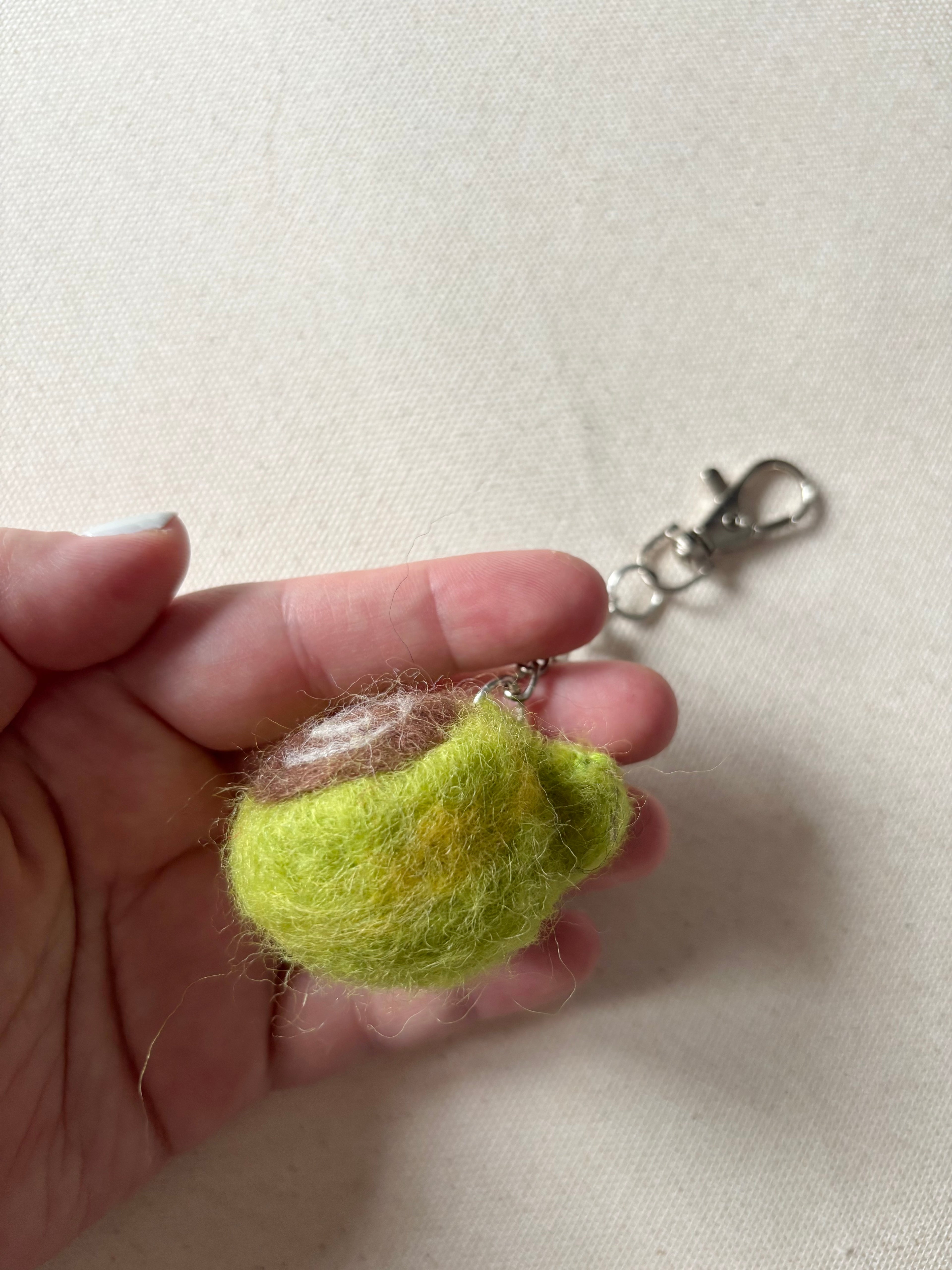 Felted Wool Green & Yellow Latté Bag Charm
