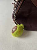 Felted Wool Green & Yellow Latté Bag Charm