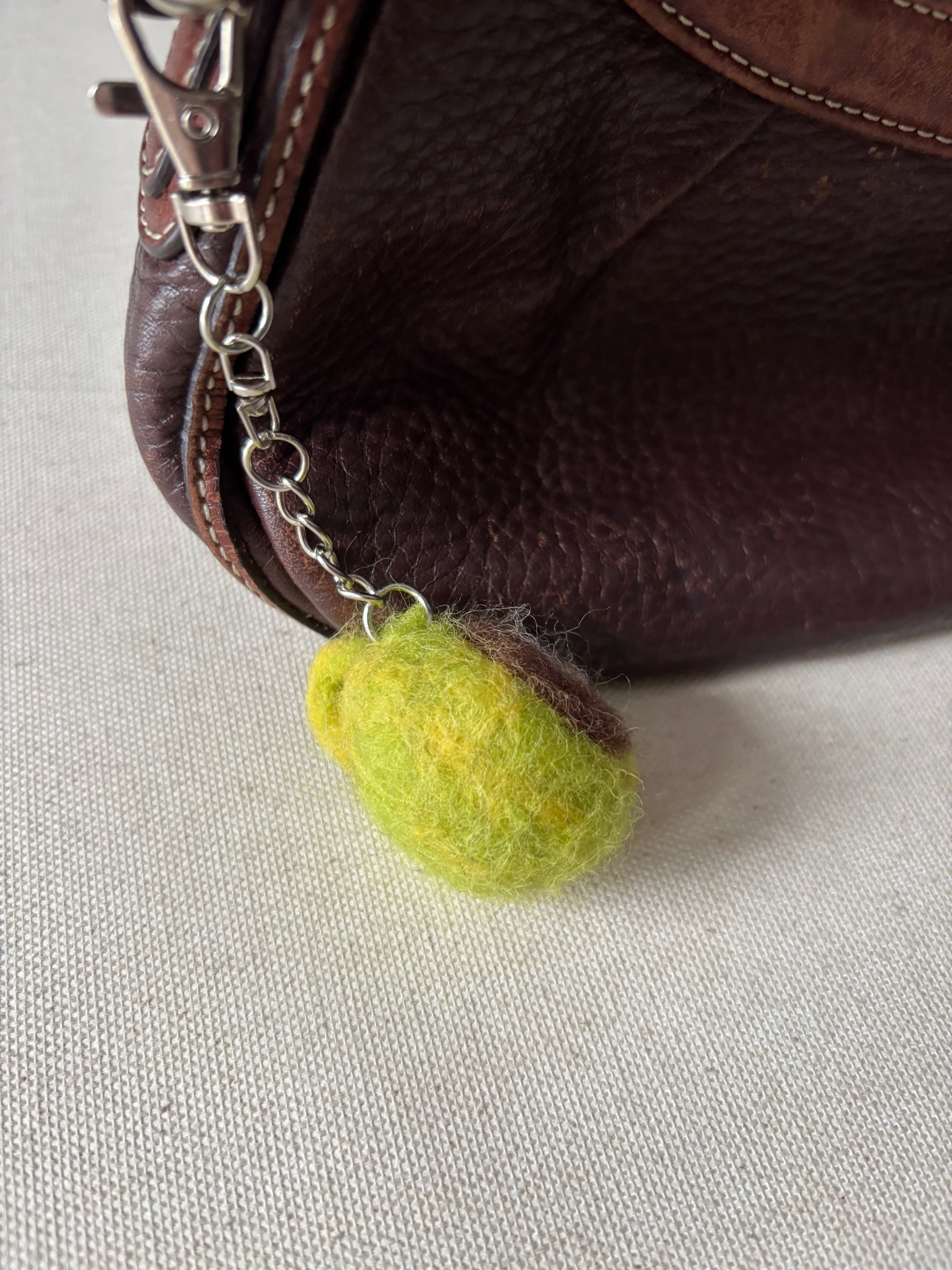Felted Wool Green & Yellow Latté Bag Charm
