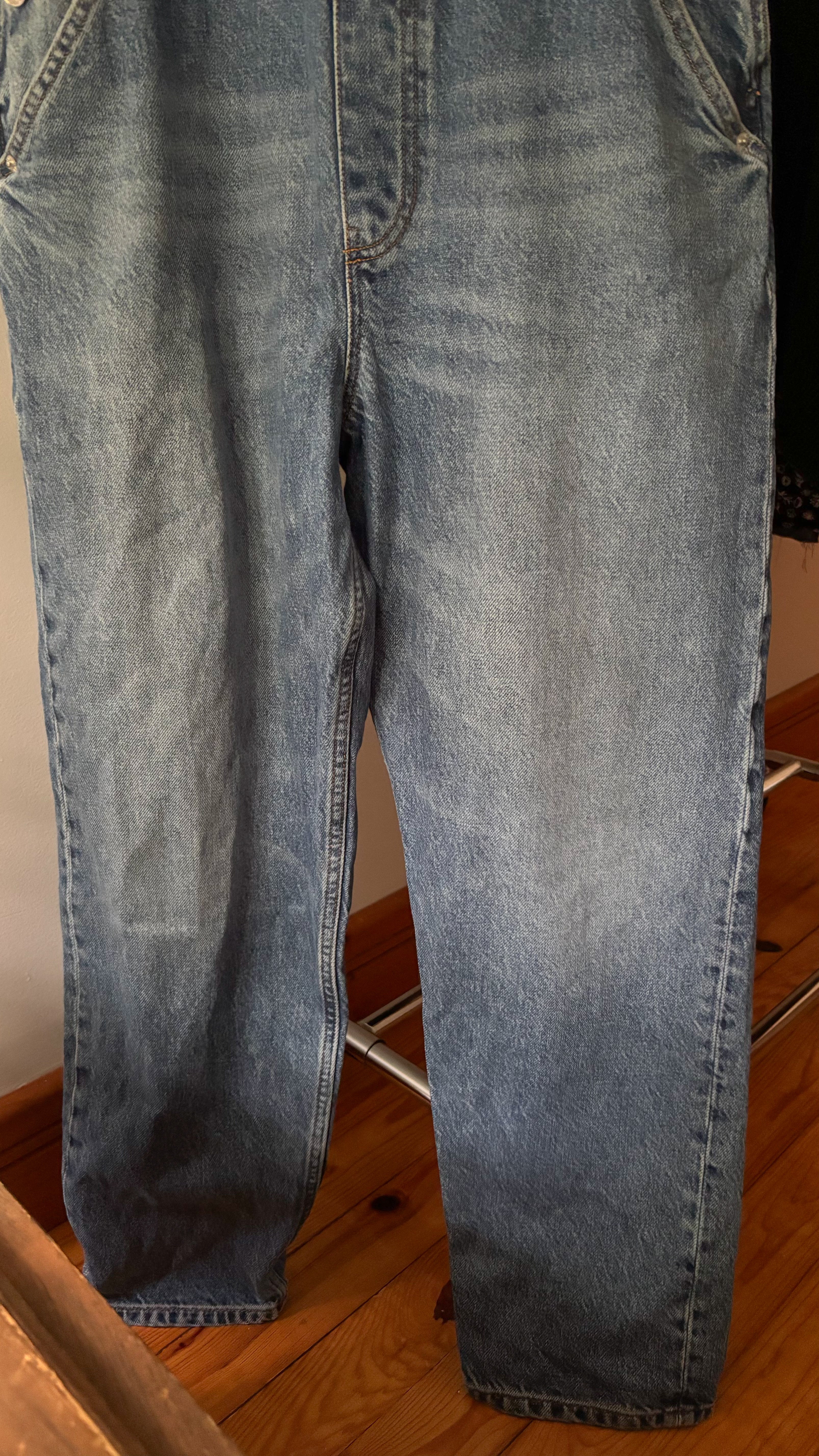 Tommy Jeans Midwash Overalls with Flag | Size 32"