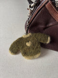 Felted Wool Green Heart Sweater Bag Charm