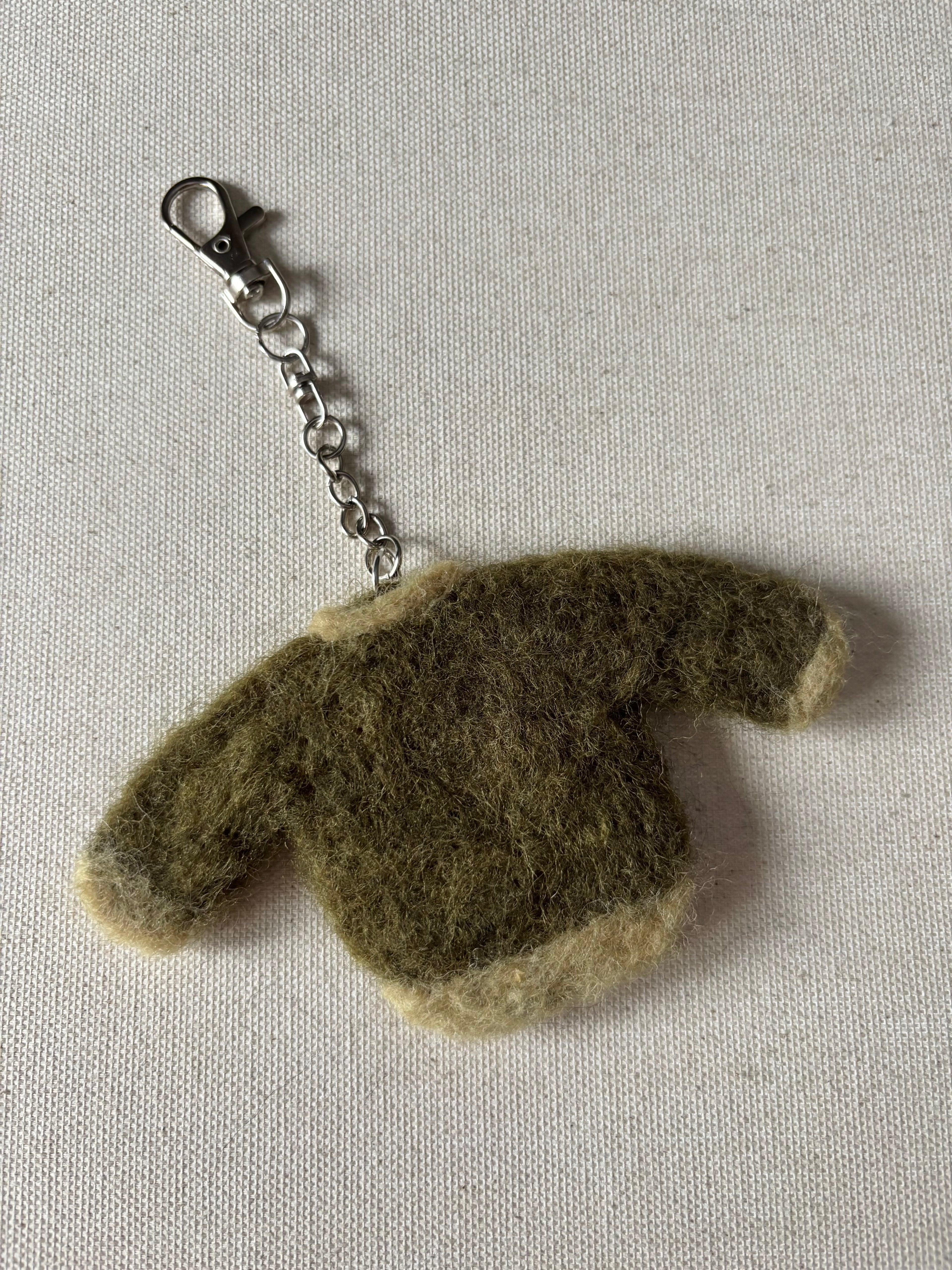 Felted Wool Green Heart Sweater Bag Charm