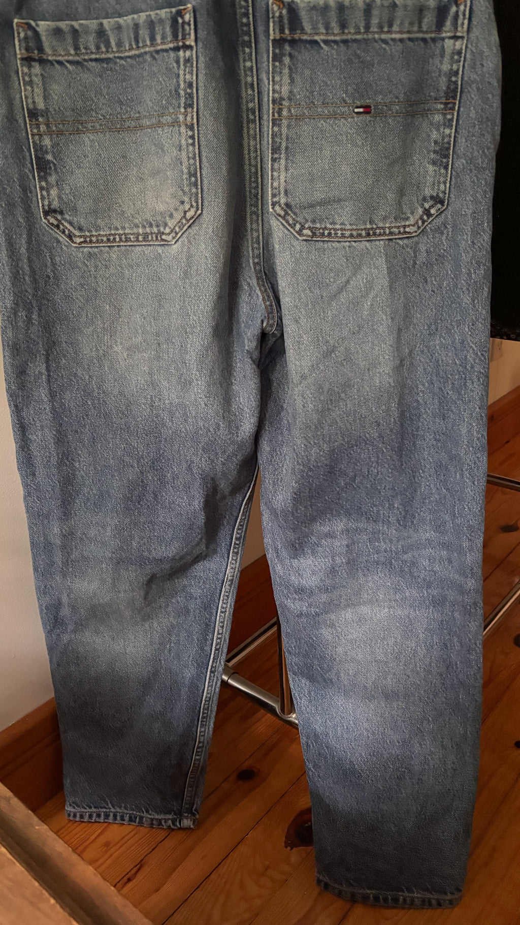Tommy Jeans Midwash Overalls with Flag | Size 32"
