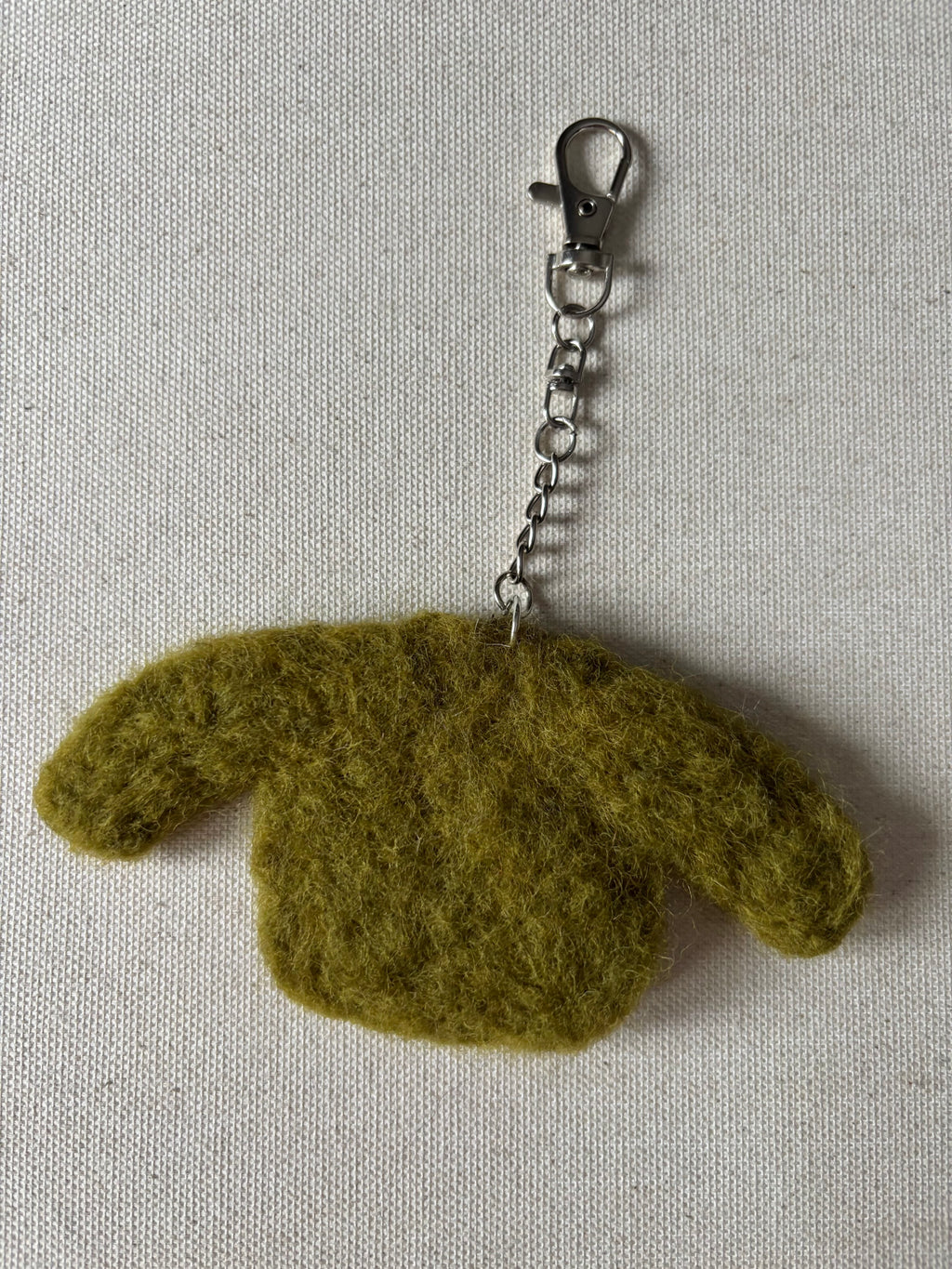 Felted Wool Green Sheep Sweater Bag Charm