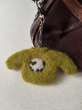 Felted Wool Green Sheep Sweater Bag Charm