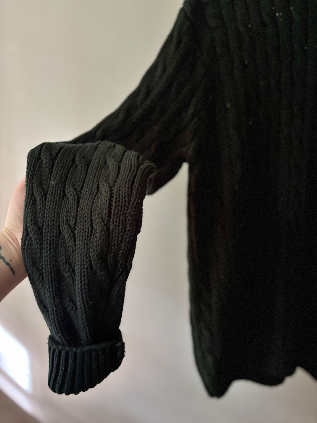 Heavy Cotton Forest Green Cable knit Sweater