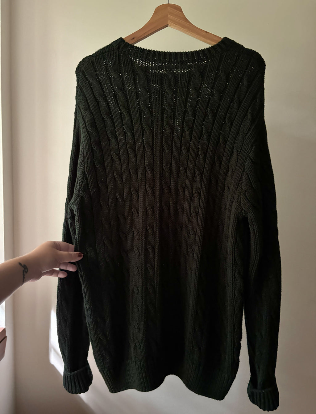 Heavy Cotton Forest Green Cable knit Sweater
