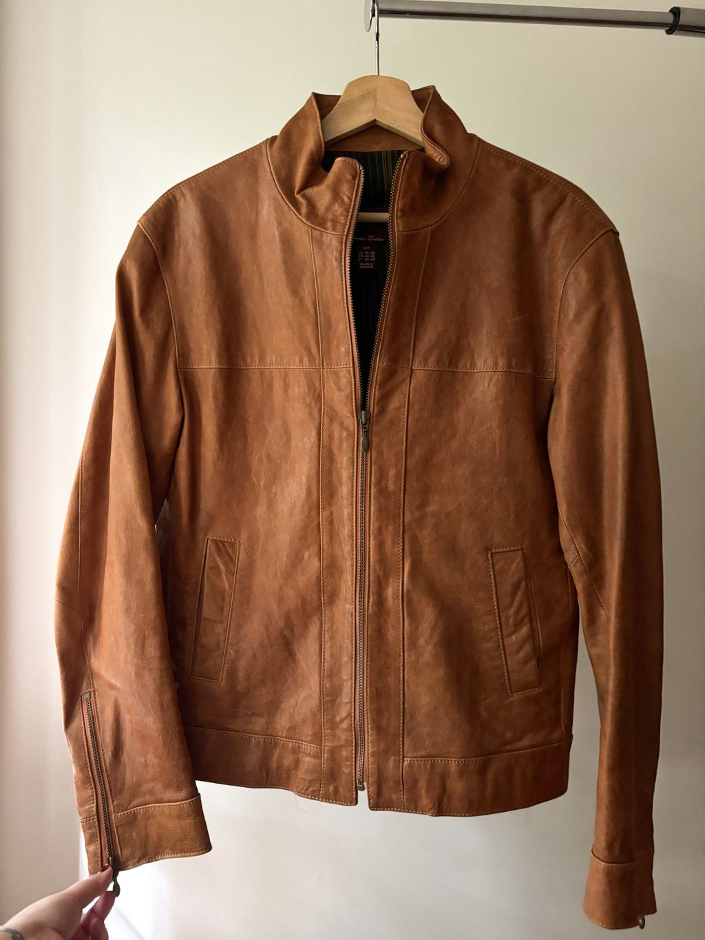 Y2K Brown Italian Leather Jacket, made in Canada