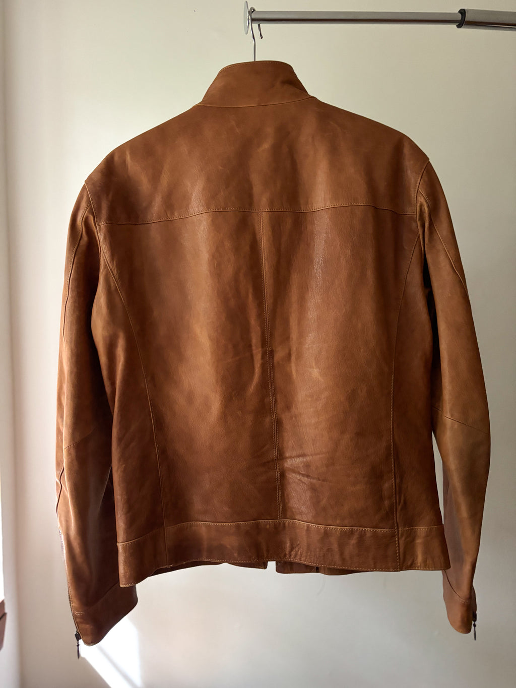 Y2K Brown Italian Leather Jacket, made in Canada