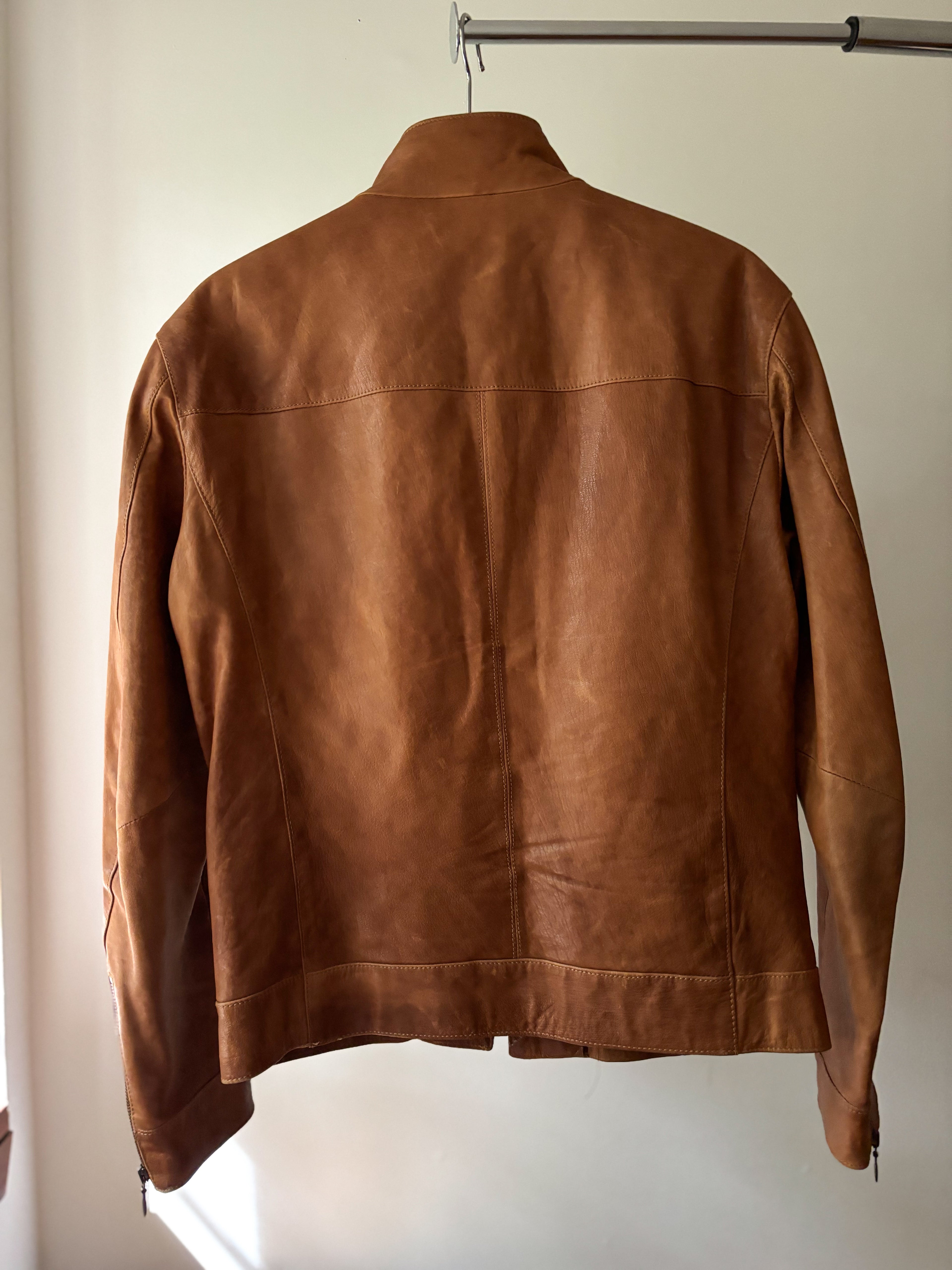 Y2K Brown Italian Leather Jacket, made in Canada